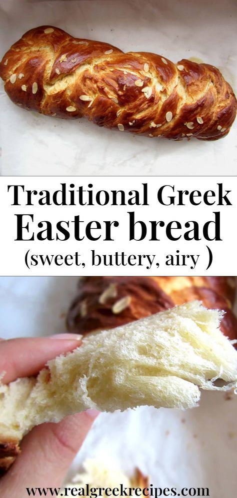 Here's how to make authentic Greek Tsoureki. The traditional Greek sweet braided bread served during Easter. Soft and airy, flavored with plenty of butter and Mahleb powder (ground cherry seeds). #Greek #bread #Easter Greek Easter Recipes, Easter Pastries, Greek Easter Bread, Greek Bread, Ground Cherry, Cherry Seeds, Easter Bread Recipe, Greek Sweets, Greek Easter