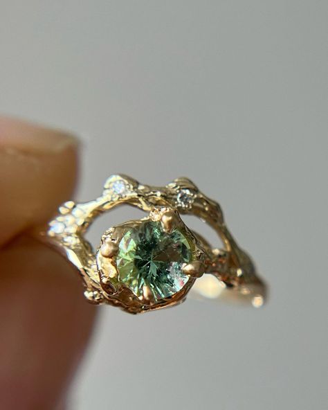 Olivia Ewing Jewelry on Instagram: “I love a ring with a special meaning… “Phenomenal Ring.. I absolutely love this ring! My long time girlfriend of 3 years and I met in Maine…” Fairytail Rings, Faerie Wedding Ring, Quirky Engagement Ring, Wedding Rings Cottagecore, Odd Wedding Rings, Engagement Ring Whimsical, Quirky Wedding Rings, Wlw Engagement Ring, Colourful Wedding Ring