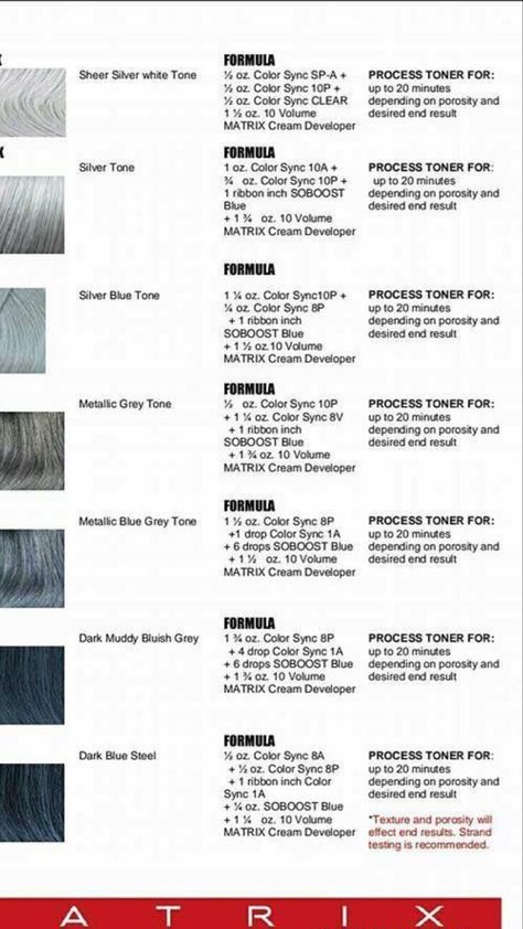 Matrix Hair Color Formulas, Matrix Color Chart, Matrix Hair Color Chart, Silver Hair Color Formula, Hairstylist Tips, Matrix Hair Color, Hair Color Swatches, Diy Hair Dye, Redken Hair Color