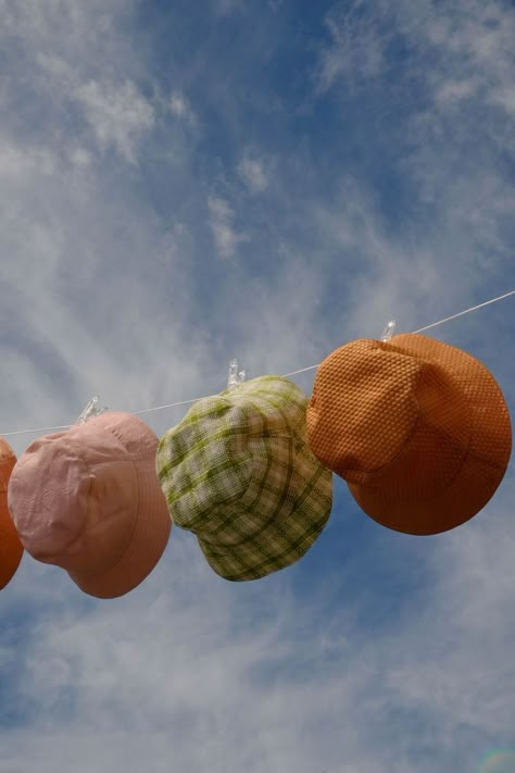 Bucket Hat Photoshoot, Bucket Hat Inspo, Bucket Hat Fashion, Hat Aesthetic, Clothing Photography, Summer Feeling, Clothing Line, Cute Hats, Bucket Hats