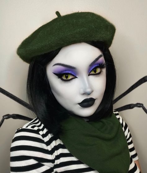 𝖝𝖘𝖙𝖝𝖊𝖋𝖝 𝖒𝖆𝖐𝖊𝖚𝖕 on Instagram: “Miss Spider- James and the Giant Peach 🕷🍑 Contacts: Reptile yellow by @unicoeye_official use code Stef25 🖤 Lashes: @lunarangellashes in…” James And The Giant Peach Costume, Miss Spider, James And The Giant Peach, Peach Costume, Halloweenský Makeup, Spider Costume, Clever Halloween, Drag Make-up, The Giant Peach