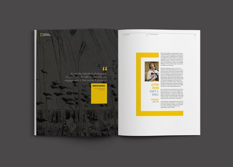 National Geographic Annual Report, 2015. This piece of work was created for layout design and graphic design practices, following the main concept which was appropriated to the company’s identity and contents. Layout Editoriale, Design De Configuration, Annual Report Layout, Report Layout, 보고서 디자인, 잡지 레이아웃, Page Layout Design, Annual Report Design, Annual Reports