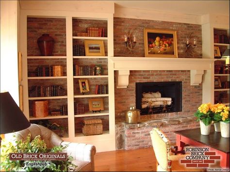 bookshelves to cover brick fireplace wall | ... March 2010 - backless bookshelves over existing brick fireplace wall Fireplace Updates, Fireplace Photography, Fireplace Vintage, Brick Fireplace Wall, Fireplace Bedroom, Fireplace Brick, Fireplace Decorations, Rock Fireplace, Fireplace Stove