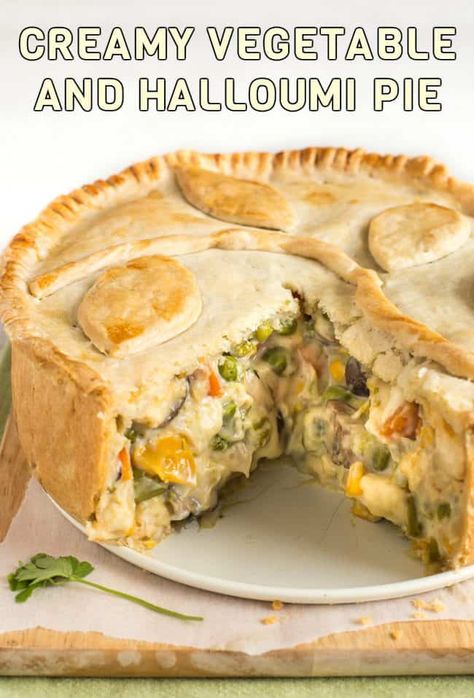 Pie Filling Recipes Savory, Halloumi Pie, Vegetable Pies, Vegetarian Pie Recipes, Savoury Pastries, Veggie Pie, Vegetarian Pie, Waitrose Food, Savory Pastries