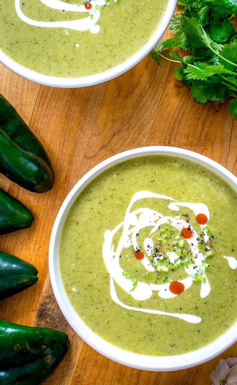 Roasted Poblano Soup | Mexican Please Cream Of Poblano Soup Recipe, Poblano Soup Recipe, Roasted Poblano Soup, Poblano Soup, Poblano Peppers Recipes, Poblano Pepper, Roasted Poblano, Chile Poblano, Homemade Chicken Stock