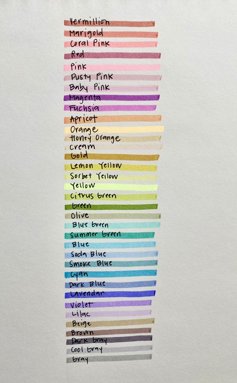 all Mildliner color names - full collection Mildliner Highlighters Color Combos, Mildliner Highlighters Notes, Mildliner Swatches, Midliners Highlighters, Mildliner Color Combos, Pen Name Ideas, Mildliner Art, Swatches Ideas, Zebra Midliners