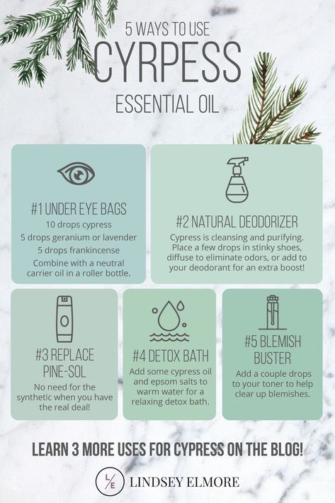 Cypress Essential Oil, Doterra Essential Oils Recipes, Essential Oil Remedy, Young Living Essential Oils Recipes, Essential Oils Guide, Essential Oil Diffuser Recipes, Yl Essential Oils, Essential Oil Blends Recipes, Essential Oil Benefits