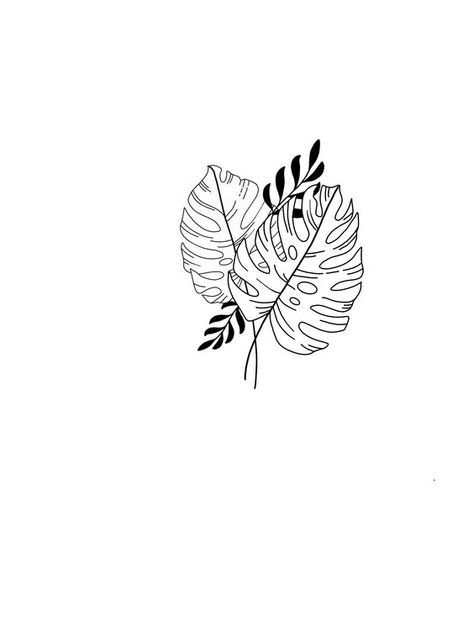 Palm Leaf Tattoo Minimalist, Montesera Plant Tattoo, Monster Plant Tattoo, Monsters Plant Tattoo, Monstera Leaf Tattoo Design, Plant Tattoo Outline, Monsters Leaf Tattoo, Calathea Tattoo, Minimal Plant Tattoo