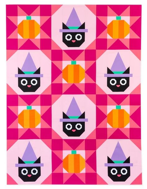 Salem PDF Quilt Pattern – Corinne Sovey Design Studio Quilt Tattoo, Foundation Paper Piecing Templates, Halloween Quilt Patterns, Disney Quilt, Patchwork Inspiration, Mystery Quilt, Cozy Quilts, Pdf Quilt Pattern, Halloween Quilts