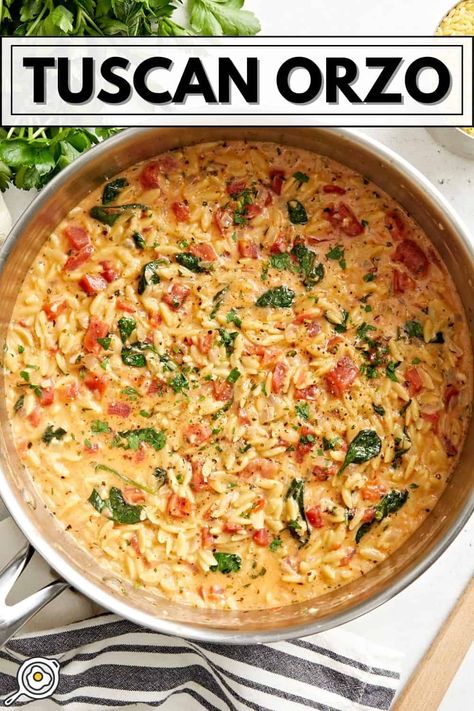 Orzo Salad Dressing, Orzo Salad Recipes Cold, Tuscan Orzo, Salad Orzo, Orzo Pasta Recipes, Orzo Dishes, Orzo Salad Recipes, Orzo Pasta Salad, Orzo Recipes