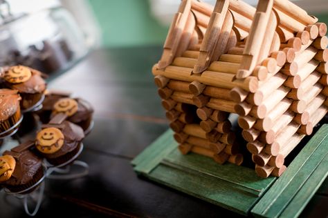 Lincoln Logs - table decoration for Abe Lincoln birthday party theme Abraham Lincoln Themed Party, Lincoln Log Birthday Party, Abraham Lincoln Birthday, Lincoln Birthday, 50th Wedding Anniversary Party, Lincoln Logs, Abe Lincoln, Wedding Anniversary Party, Presidents Day