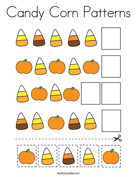 Candy Corn Patterns Coloring Page - Twisty Noodle Corn Coloring Page, Corn Printable, Patterns Worksheet, Candy Corn Crafts, October Classroom, Preschool Patterns, October Activities, Twisty Noodle, Fall Preschool Activities