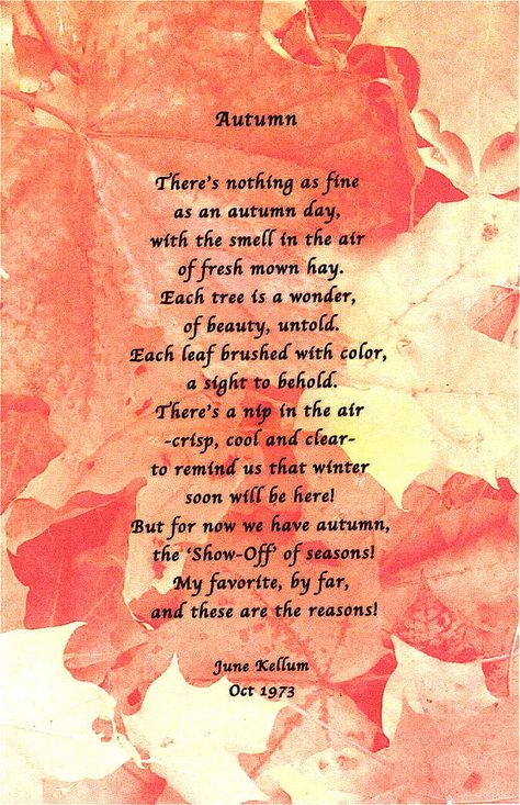 Just Poems from June Poems About September, Fall Poems Beautiful, September Poem, June Poem, Seasons Quotes, Fall Poem, Fall Poems, Autumn Poem, Autumn Poetry