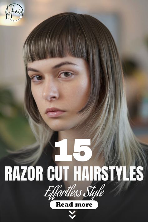 15 Razor Cut Hairstyles - Effortless Style. Read more. Asymmetrical Medium Length Hair, Short Razor Haircuts, Razor Cut Hairstyles, Razor Cut Bob, Razor Cut Hair, Razored Haircuts, Textured Layers, Cut Hairstyles, Pigtail Hairstyles