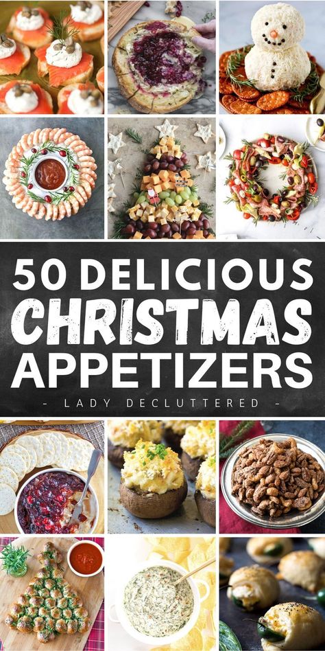 This contains: 50 Delicious Christmas Appetizers Family Gathering Food, Christmas Get Together, Best Christmas Appetizers, Christmas Appetizers Easy, Lady Decluttered, Appetizer Sandwiches, Holiday Appetizers Recipes, Cocktail Party Food, Christmas Recipes Easy