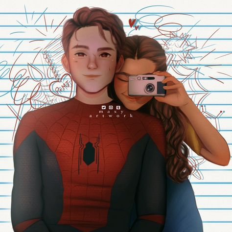 Peter Parker X Mj, Peter And Mj, Black Widow Movie, Spiderman Drawing, Amazing Spiderman Movie, Fandom Art, Spiderman Spider, Marvel Artwork, Spiderman Pictures