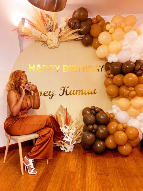 Shades Of Melanin Birthday Party, 50 Shades Of Melanin Outfits, Melanin Themed Party Decor, Shades Of Orange Party Decor, Brown Brunch Decor, Shades Of Brown Birthday Theme Outfits, Neutral Theme Birthday Party, Melanin Party Theme, Brown Birthday Theme Ideas