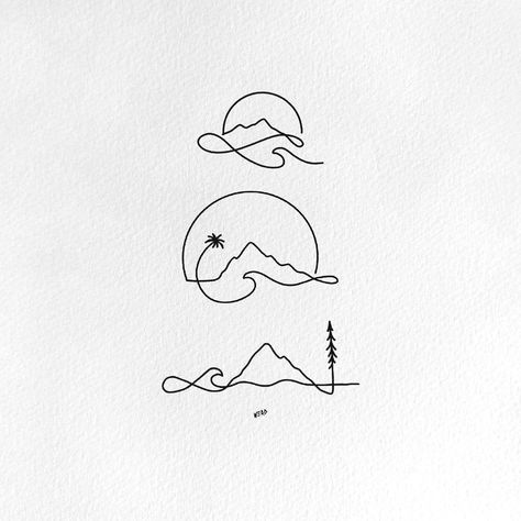 Drew Graves | Some simple single line tattoos. . . . . . If you would like to use any of my designs for a tattoo, please support my work and purchase a… | Instagram Wave Line Tattoo, Oregon Tattoo Ideas, Tattoo Certificate, Blackline Tattoo, Fineliner Illustration, New Zealand Tattoo, Single Line Tattoo, Asian Aesthetic, Waves Line