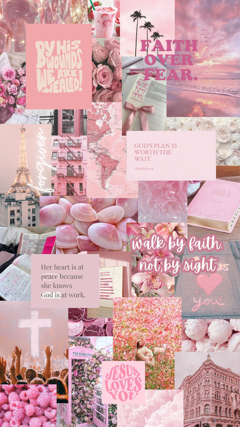 pink themed Christian wallpaper🩷🌸 | #pinkaesthetic #pink #christian #christianwallpaper #wallpaper #christiangirl Pink Wallpaper God Quotes, Pink Preppy Christian Wallpaper, Wallpaper Backgrounds Collage Aesthetic, Cute Christian Girl Wallpapers, Christian Women Wallpaper Aesthetic, Hot Pink Bible Verse Wallpaper, Pink Theme Wallpaper Iphone, Ipad Wallpaper Jesus, Pink Ipad Wallpaper Backgrounds