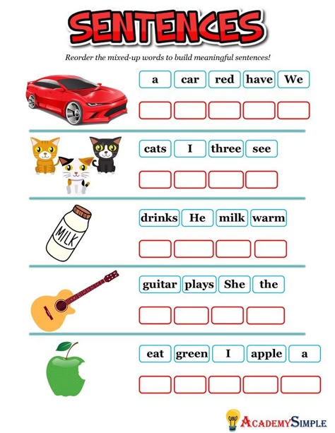 Scrambled Sentences Worksheet, Unscramble Sentences, Writing Sentences Worksheets, Sentences Worksheet, Scrambled Sentences, Common App Essay, Making Sentences, Unscramble Words, Sentence Scramble