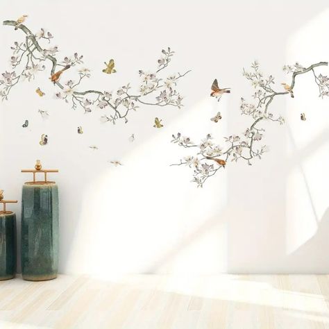 Temu | Explore the Latest Clothing, Beauty, Home, Jewelry & More Wall Decal Branches, Peach Walls, Bird Wall Decals, Floral Wall Decals, Flower Wall Decals, Glass Decals, Tree Wall Stickers, Flower Wall Stickers, Butterfly Wall Stickers