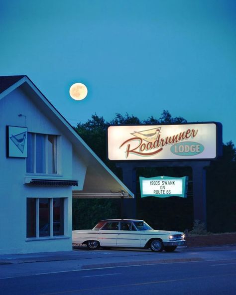 Blue Swallow Motel, Retro Signage, Photography Series, American Southwest, Film Set, Road Runner, Photography Projects, Film Stills, Route 66