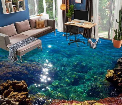 Waterproof Floor, Floor Murals, Floor Wallpaper, Koi Fish Pond, Window Film Privacy, Floor Art, Epoxy Floor, Waterproof Flooring, Deep Blue Sea