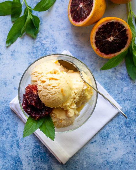 Blood Orange Gelato - This blood orange gelato is as refreshing as it is delicious! No blood oranges? Don't fret - it's delicious with regular oranges too. Orange Gelato, Orange Ice Cream, Blue Jean Chef, Gelato Recipe, Gelato Ice Cream, Gelato Shop, Sous Vide Recipes, Yummy Ice Cream, Ice Cream Toppings