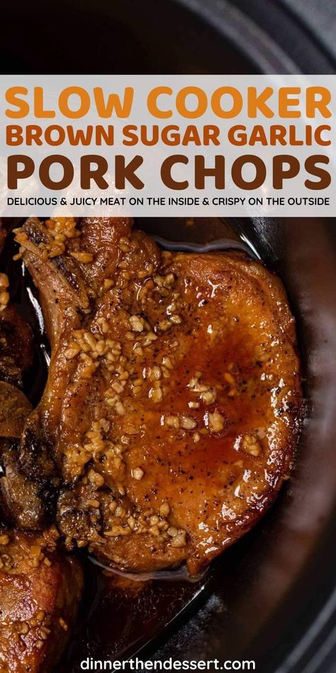 Brown Sugar Garlic Pork Chops, Slow Cooker Pork Chops Recipes, Garlic Pork Chops, Pork Crockpot Recipes, Stovetop Chicken, Pork Chop Recipes Crockpot, Pork Chop Recipes Baked, Pork Chop Dinner, Slow Cooker Pork Chops