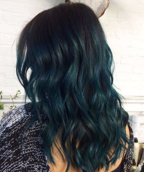 Blue Tips Hair, Teal Hair Dye, Teal Hair Color, Hair Dye Shades, Hair Color Guide, Dark Green Hair, Ombre Blond, Teal Hair, Turquoise Hair