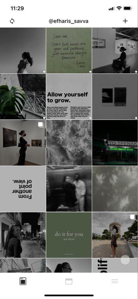 Black Aesthetic Instagram Profile, Instagram Grid Layout Black And White, Black And White Aesthetic Ig Feed, Green And Black Instagram Theme, Instagram Feed Buissnes, Black And White And Green Aesthetic, Emerald Instagram Feed, Green Layout Instagram, Black And Green Instagram Feed