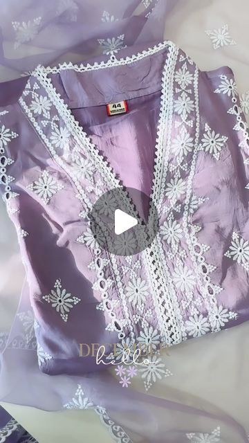 Eshita Apparels on Instagram: "MONOCHROME LILAC💜 Indulge in the beauty of white embroidery this season🤍 Our limited edition ready to wear statement suit is all set to outshine this season❄️ For All Product Related Queries, Dm us💌 #chickankari #lilac #purple #white #embroidery #lucknawichikankari #traditionalwear #indiantraditionalwear #reels #reelsinstagram #reelsindia #indianbride #trousseau #organza #foryoupage #trendingreels #luxurylifestyle #smallbusiness #banarasi" Organza Embroidery Suits, Organza Suits Indian, Organza Suits, Purple Suits, Lilac Purple, White Embroidery, Indian Bride, Indian Outfits, Luxury Lifestyle