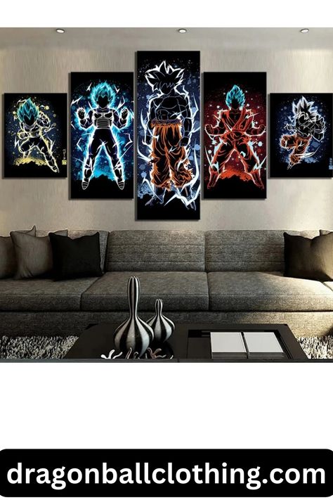 5 Panels Naruto Dragon Ball Goku Saiyan Wall Anime Poster Comic Canvas Painting Picture Home Living Room Gift Mural Cudros Dragon Ball Z Room Decor Ideas, Goku Bedroom Ideas, Dragon Ball Z Room Ideas, Dragon Ball Z Bedroom Ideas, Comic Canvas Painting, Goku Wall Art, Anime Bedroom Ideas, Above Bed Wall Decor, Goku Saiyan