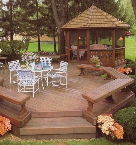 Awesome 30+ Simple Gazebo Design Ideas That So Inspire Garden Landscaping Design Ideas, Gazebo Backyard, Freestanding Deck, Gazebo On Deck, Screened Gazebo, Gazebo Ideas, Concrete Patios, Beautiful Home Gardens, Wooden Deck