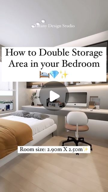 Tiffany design studio💎 on Instagram: "Double your storage capacity 🛌💎✨ • • • #tiffanydesignstudio #bedroomdesignideas #smallbedroomdesign" Small Guest Bedroom Decor, Guest Bedroom Home Office, Home Office Design Ideas, Small Guest Bedroom, Window Shelf, Office Design Ideas, Guest Bedroom Decor, Small Bedroom Designs, Basement Remodel