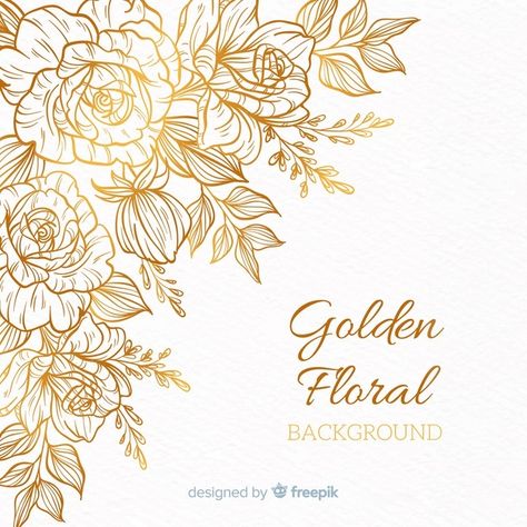 Golden floral background Premium Vector | Premium Vector #Freepik #vector #background #flower #floral #floral-background Golden Floral Background, E Flowers, Wedding Invitation Background, Background Flower, Floral Stationery, Illustration Blume, Invitation Background, Themed Wedding Invitations, Wedding Ornament