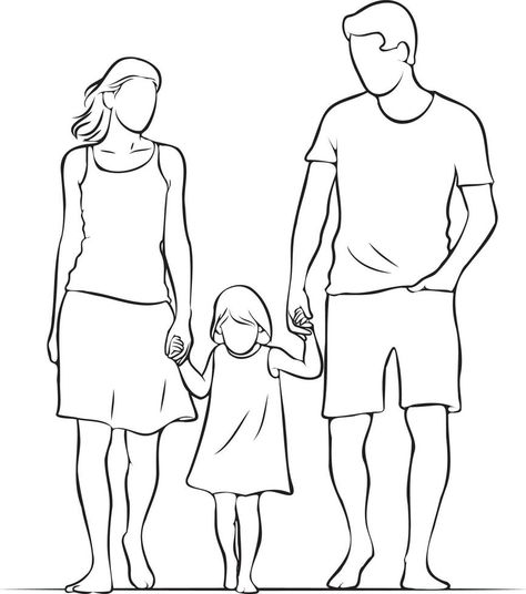 Parent and Kid Line Drawing. Parents Drawing Easy, Family Pic Drawing, Simple Family Drawing, Family Of 3 Drawing, Drawings Of Family, Parent And Kid Drawing Reference, Cute Family Drawing, Parents Sketch, Parent Drawing