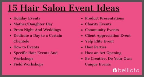 Salon Manager Duties, Salon Event Ideas, Salon Party Ideas, Opening A Salon, Hair Studio Ideas, Hairstylist Marketing, Hair Salon Business Plan, Salon Openings, Salon Promotions