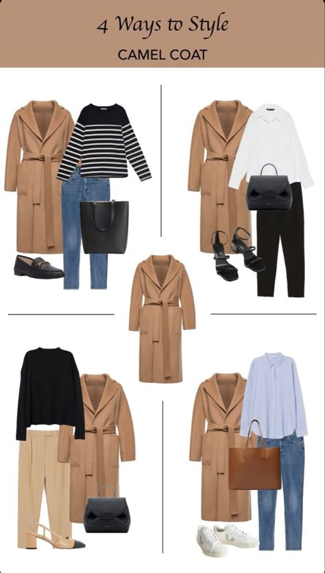 Camel Coat Outfit, Classic Capsule Wardrobe, Capsule Wardrobe Outfits, Fashion Capsule Wardrobe, Clothes And Shoes, Travel Outfits, Capsule Outfits, Mode Casual, Wardrobe Outfits