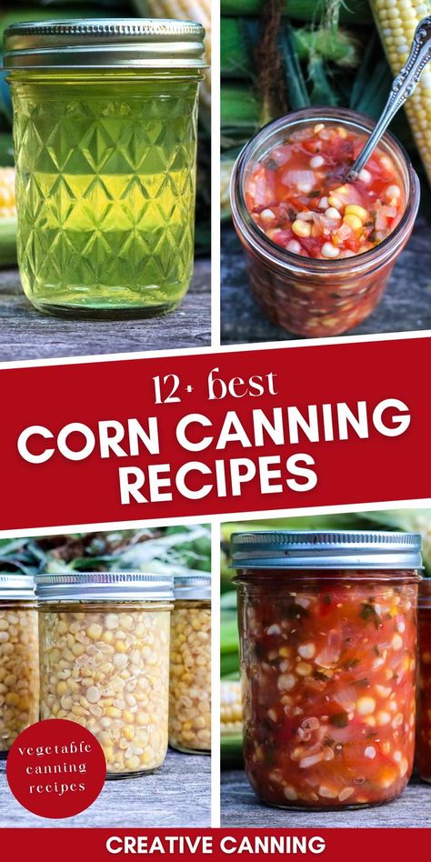 homemade corn recipes for canning - corn on the cob jelly, corn relish, corn salsa, and canning corn kernals Canning Corn Recipes, Vegetable Canning, Corn Relish Recipes, Canned Corn Recipes, Canning For Beginners, Pickled Corn, Canning Corn, Fresh Corn Recipes, Salsa Canning Recipes