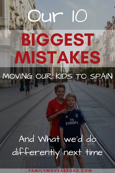 All the planning in the world won't mean your expat life goes perfectly. Learning from other expat mistakes will help your move to Spain with kids go more smoothly. Moving to Spain tips. Moving to Spain for a Year. #moveabroadwithkids #moveabroad #movetoSpain #expatlife Moving To Madrid, Moving To Spain From Us, Move To Spain, International Move Checklist, Moving Internationally, Spain With Kids, Move To Europe, Moving To Europe, Moving To Spain