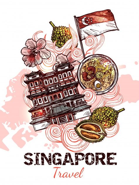 Sketch Poster, Singapore Tour, Singapore Art, Panda Drawing, Coloring Contest, Batik Art, Travel Icon, Singapore Travel, Flyer Poster