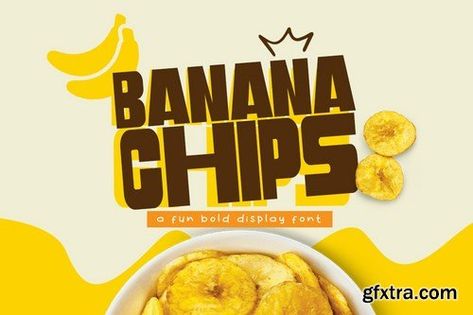 Chips Display, Easter Fonts, Bubble Letter Fonts, Crispy Chips, Logo Design Inspiration Creative, Banana Chips, Display Fonts, Font A, Cheese Flavor