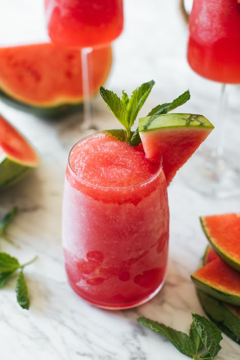 There’s a Reason Frosé Is Still One of our Favorite Summer Drinks | Williams-Sonoma Taste Frosé Recipe, Frozen Cocktail Recipes, Frozen Rose, Frozen Watermelon, Tarte Fine, Frozen Margaritas, Frosé, Frozen Cocktails, Fresh Watermelon