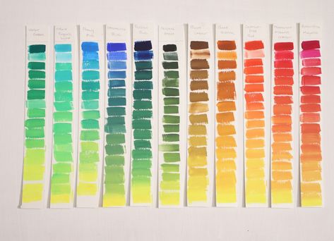 Gouache Mixing Charts - Part 1 Gouache Paint Mixing, Gouache Mixing Chart, Gouache Color Palette, Sarah Burns Glorious Gouache, Gouache Color Mixing Chart, Glorious Gouache, Gouache Color Mixing, Gouache Studies, Gouache Study