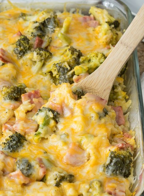 This Cheesy Leftover Ham and Rice Casserole recipe is a great way to use up some leftover Ham from the holidays! Plus you can easily substitute in leftover turkey or chicken too! Ham And Rice, Ham And Rice Casserole, Leftover Ham Casserole, Ham Casserole Recipes, Ham Dishes, Ham Casserole, Leftover Ham Recipes, Leftover Ham, Grilling Chicken Breast