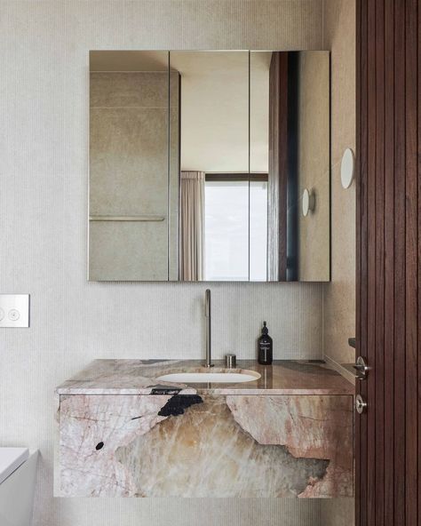 CDK Stone | The stunning Pink Patagonia at @portum.byronbay ⁣ Build by @ziegler_toddmiller ⁣ Joinery by @customkitchens_qld⁣ Tapware @abiinteriors… | Instagram Patagonia Quartzite, Pink Patagonia, Interior Boho, Stone Bathroom, Bathroom Design Inspiration, The Local Project, Inverness, Beautiful Bathrooms, Interior Inspo