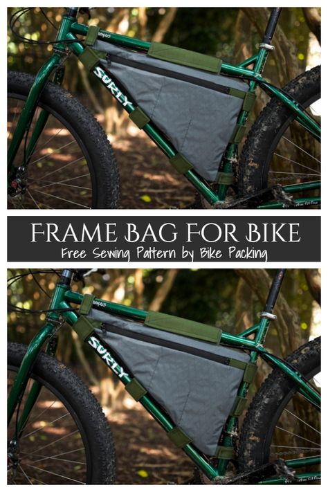 DIY Fabric Bike Frame Bag Free Sewing Pattern | Fabric Art DIY Fabric Art Diy, Frame Bags, Bike Frame Bag, Bikepacking Gear, Bikepacking Bags, Support Velo, Biking Diy, Bike Camping, Fabric Sewing Patterns