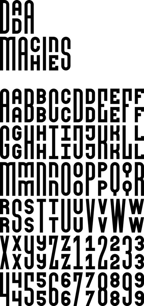 'Dada Machines' font. Stretched letters with interesting formation of words Typographie Logo, Inspiration Typographie, Typographic Layout, Typo Logo Design, Best Typography, Typography Images, Art Skills, Typography Love, Typo Logo