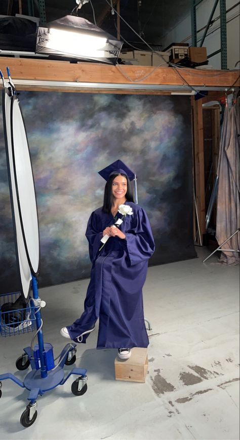 beautiful portrait. graduation. graduating high school. smile. flowers. cap and gown. #graduation #capandgown Cap And Gown Aesthetic, Graduation Cap And Gown Aesthetic, Graduation Cap Reference, Graduation Cap And Gown Outfit, Navy Blue Graduation Gown And Cap, Aesthetic Cap And Gown Pictures, Blue Cap And Gown Graduation Outfit, Blue Graduation Gown, Cap And Gown Outfit